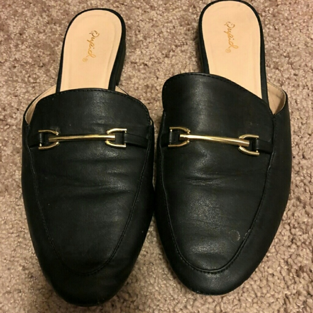 Leather Loafer Mule Flat